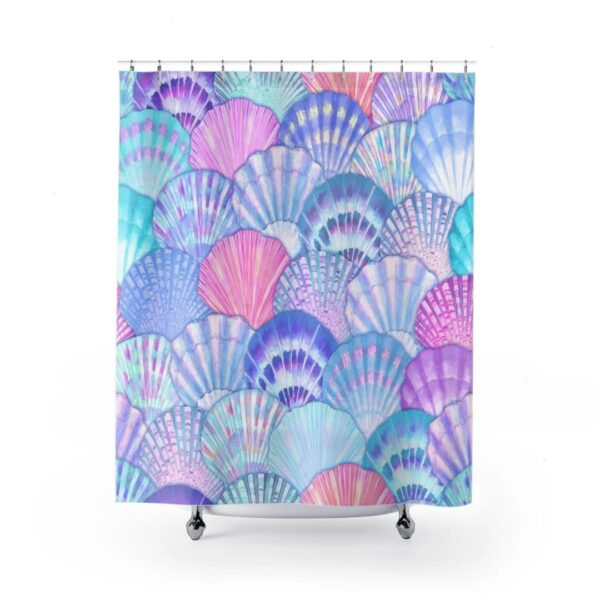 Coastal Shower Curtain, Unique Bathroom Decor Design, Sea Shell, Housewarming Gift, Art Design, Flower Design