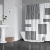 Color Block Pattern Shower Curtain, Black and White Geometric Box Bath Curtain, Modern Minimalist Designer Bathroom Decor