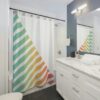Colorful Retro Shower Curtain, 70s Decor Retro Shower Curtain, Bathroom Decor, Abstract Shower Curtain