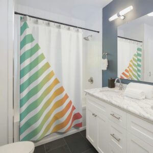 Colorful Retro Shower Curtain, 70s Decor Retro Shower Curtain, Bathroom Decor, Abstract Shower Curtain