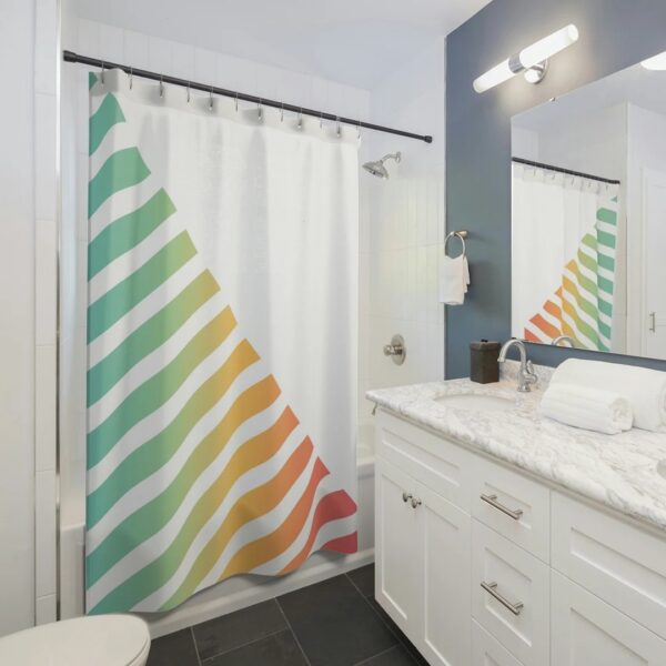 Colorful Retro Shower Curtain, 70s Decor Retro Shower Curtain, Bathroom Decor, Abstract Shower Curtain