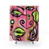 Cubism Abstract Art Shower Curtain, Unique Bathroom Decor Design, Housewarming Gift, Art Design, Unique Eclectic Design