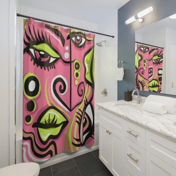 Cubism Abstract Art Shower Curtain, Unique Bathroom Decor Design, Housewarming Gift, Art Design, Unique Eclectic Design