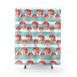 Cute Mushroom Shower Curtain, Retro Shower Curtain, Boho Mushroom Shower Curtain, Gothic, Cottage Core Bathroom Decor
