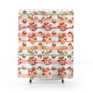 Cute Mushroom Shower Curtain, Retro Shower Curtain, Boho Mushroom Shower Curtain, Gothic Shower Curtain