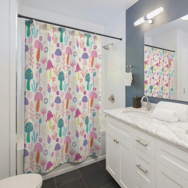 Cute Mushroom Shower Curtain, Retro Shower Curtain, Cottage Core Shower Curtain, Woodland Shower Curtain