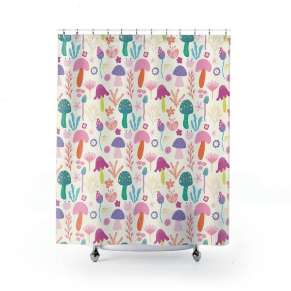 Cute Mushroom Shower Curtain, Retro Shower Curtain, Cottage Core Shower Curtain, Woodland Shower Curtain
