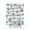 Cute Tropical Curtain, Beach Print, Hawaiian Shower Curtain, Coastal Theme Bathroom Decor, Boho Shower Curtain