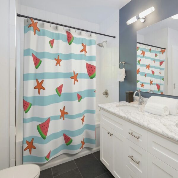 Cute Tropical Curtain, Beach Print, Hawaiian Shower Curtain, Coastal Theme Bathroom Decor, Boho Shower Curtain