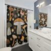 Dark Mushroom Shower Curtain, Boho Shower Curtain, Midcentury Modern Shower Curtain, Gothic, Cottage Core Bathroom Decor
