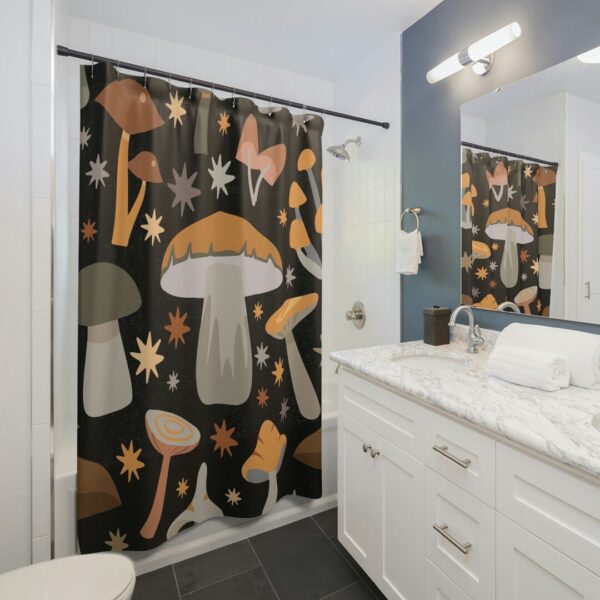 Dark Mushroom Shower Curtain, Boho Shower Curtain, Midcentury Modern Shower Curtain, Gothic, Cottage Core Bathroom Decor