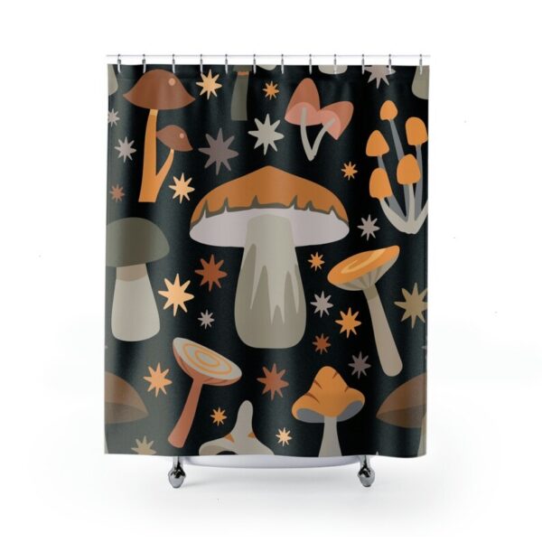 Dark Mushroom Shower Curtain, Boho Shower Curtain, Midcentury Modern Shower Curtain, Gothic, Cottage Core Bathroom Decor