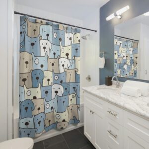 Dog Shower Curtain Dog Lover Gift, Kids Bathroom Shower Curtain, Puppy Dog Lovers Gift, Dog Bath Decor