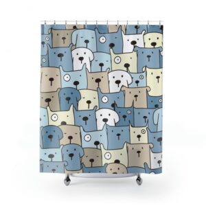 Dog Shower Curtain Dog Lover Gift, Kids Bathroom Shower Curtain, Puppy Dog Lovers Gift, Dog Bath Decor