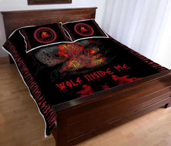 Fenrir Wolf Inside Me Viking Quilt Set Throw, Twin, Queen, King Size, Viking Quilt Bedding Set Blanket, Viking Quilt For Bedroom, Gifts for Viking Lover