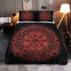 Fire Vegvisir Quilt Bed Set, Viking Quilt Bedding Set Throw, Twin, Queen, King Size, Viking Quilt Bedding Set Blanket, Viking Quilt For Bedroom, Gifts for Viking Lover