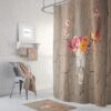 Floral Rustic Bull Skull Shower Curtain Optional Bath Mat, Bath Towels, Bathroom Set