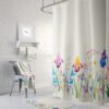 Floral Shower Curtain, Towels, bath Mat, Boho Decor, Boho Shower Curtain, Iris and Wildflower