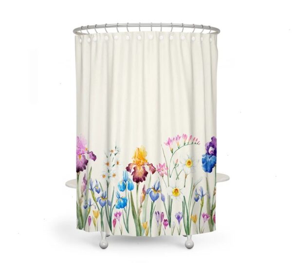 Floral Shower Curtain, Towels, bath Mat, Boho Decor, Boho Shower Curtain, Iris and Wildflower