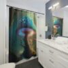 Forest Mushroom Shower Curtain, Psychedelic Mushroom Shower Curtain, Mid Century Modern Curtain