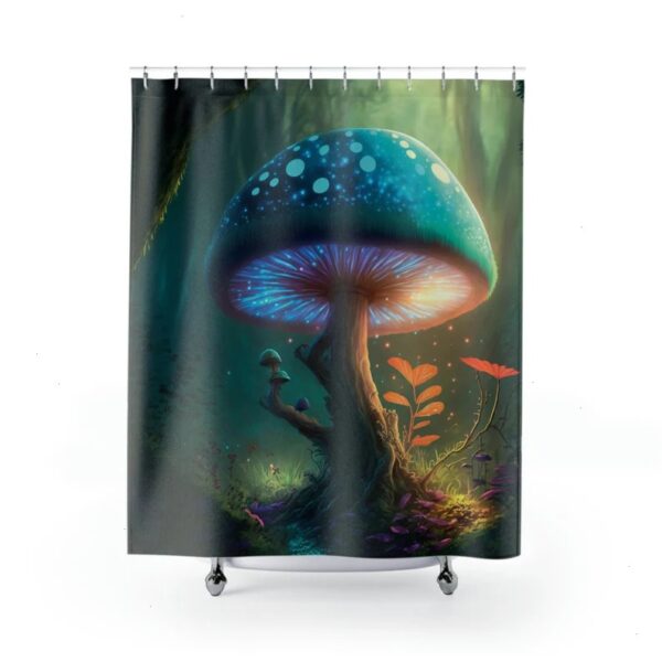 Forest Mushroom Shower Curtain, Psychedelic Mushroom Shower Curtain, Mid Century Modern Curtain