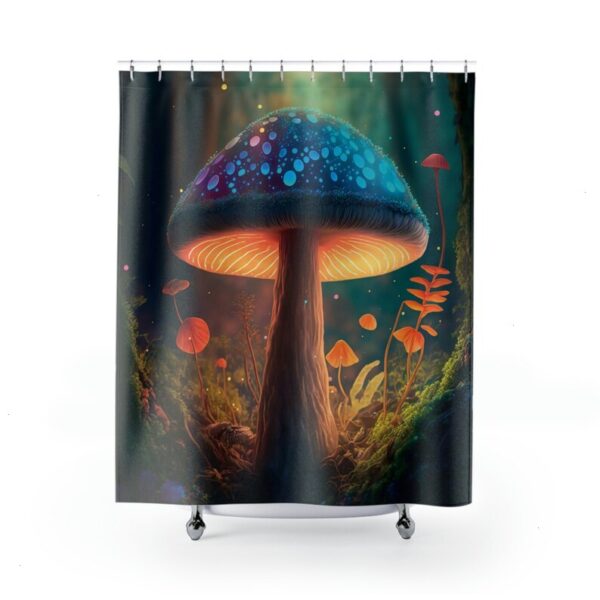 Forest Mushroom Shower Curtain, Psychedelic Mushroom Shower Curtain, Midcentury Modern Curtain