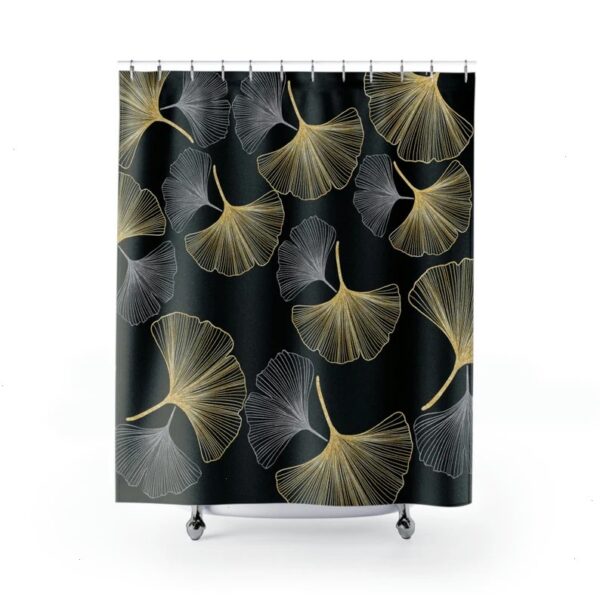 Gold and Silver Floral Designer Shower Curtain, Floral Shower Curtain, Floral Bathroom Decor, Botanical Bath Decor