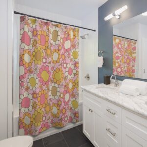 Groovy Retro Shower Curtain, Groovy, Retro, 70s Design and Print, Gift Idea, Housewarming Gift, Cool Design