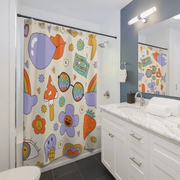 Groovy Retro Shower Curtain, Groovy, Retro, Eclectic 70s Design and Print, Gift Idea, Housewarming Gift, Cool Design