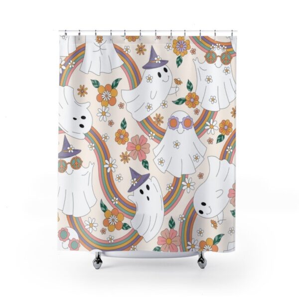 Halloween Hippie Rainbow Shower Curtain, Halloween Design, Peace Love Freedom, Bathroom Decor