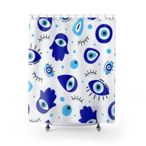 Hamsa Shower Curtain, Hamsa Hand Print, Housewarming Gift, Unique Print Shower Curtains