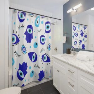Hamsa Shower Curtain, Hamsa Hand Print, Housewarming Gift, Unique Print Shower Curtains