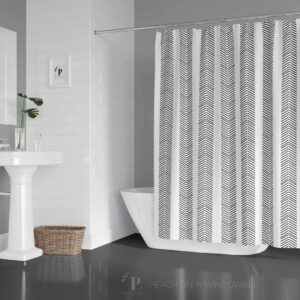 Herringbone Shower Curtain, Black and White Abstract Chevron Arrow Design Bath Curtain size, Boho Bathroom Decor