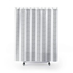 Herringbone Shower Curtain, Black and White Abstract Chevron Arrow Design Bath Curtain size, Boho Bathroom Decor