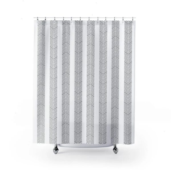 Herringbone Shower Curtain, Black and White Abstract Chevron Arrow Design Bath Curtain size, Boho Bathroom Decor