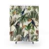 Jungle Shower Curtain, Animal Art Print Exotic Animal, Bathroom Decor Design, Zebra Monkey Animals, Housewarming Gift