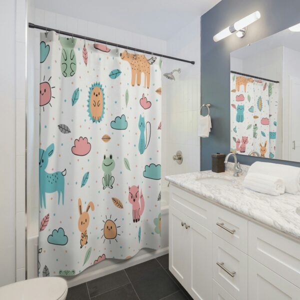 Kids cute Forest Animals Shower Curtain, Kids Bathroom Shower Curtain, Kids Shower Curtain