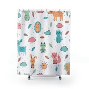 Kids cute Forest Animals Shower Curtain, Kids Bathroom Shower Curtain, Kids Shower Curtain