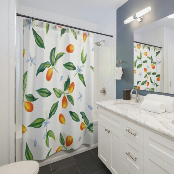 Kumquat Boho Shower Curtain, Fruit Shower Curtain, Fruit Bath Decoration Nature Lover Gift