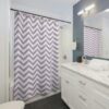 Lilac Stripes Shower Curtain, Lavender Striped Bath Curtain, Purple Modern Bathroom Decor, Simple and Minimal Gift idea