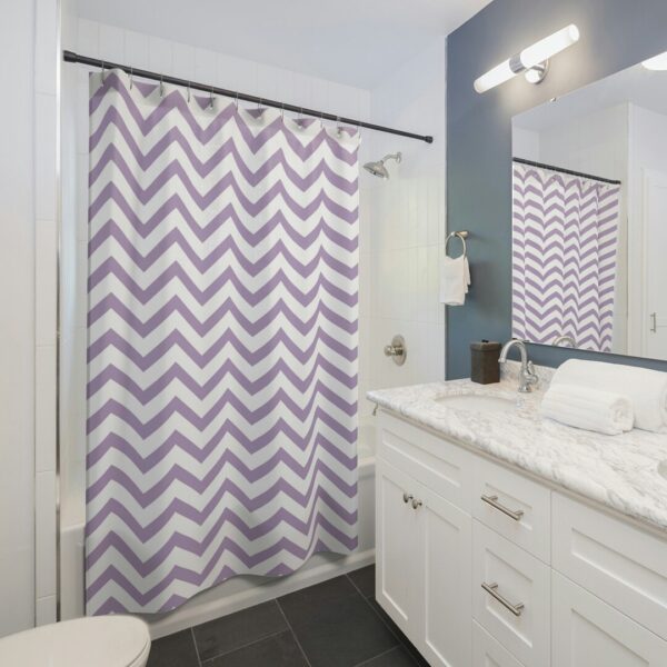 Lilac Stripes Shower Curtain, Lavender Striped Bath Curtain, Purple Modern Bathroom Decor, Simple and Minimal Gift idea