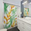 Lobster Claws Tropical Shower Curtain, Exotic Jungle, Tropical Botanical, Nature Lover, Elegant Fancy Curtain