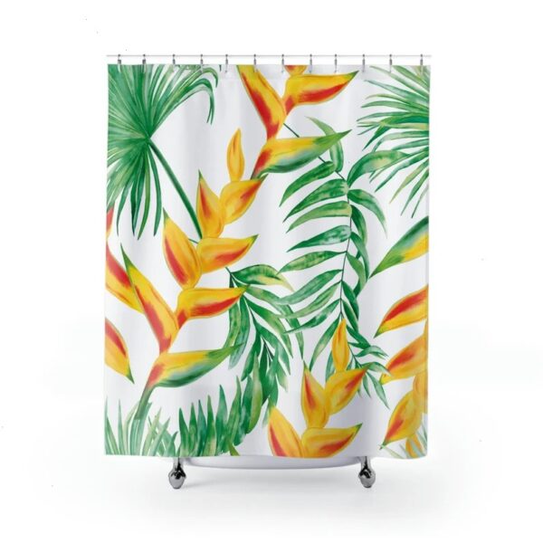 Lobster Claws Tropical Shower Curtain, Exotic Jungle, Tropical Botanical, Nature Lover, Elegant Fancy Curtain