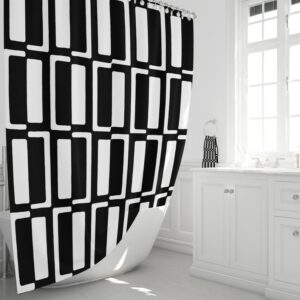 Mid Century Modern Shower Curtain, Bath Towels, Bath Mat, Bathroom Sets, Black and White