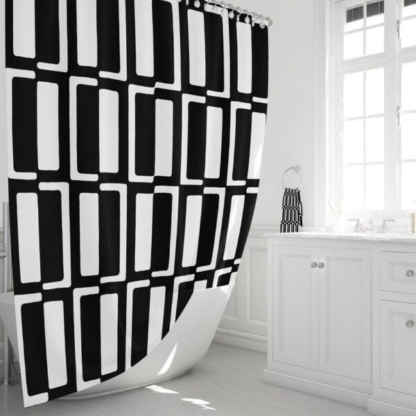 Mid Century Modern Shower Curtain, Bath Towels, Bath Mat, Bathroom Sets, Black and White