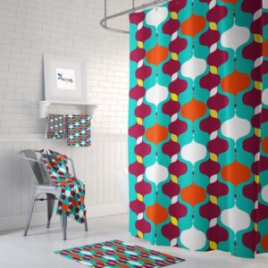 Mid Century Modern Shower Curtain, Bath Towels, Bath Mat, Bathroom Sets, Color Pop Atomic