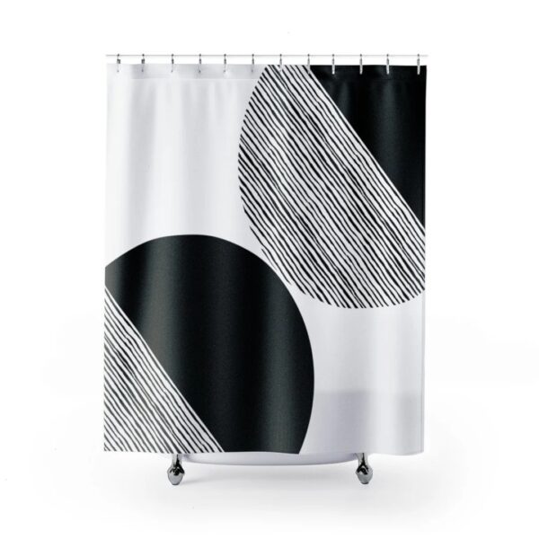 Mid Century Modern Shower Curtain, Black and White Retro Design Bath tub Curtain, Retro Design Bathroom Decor