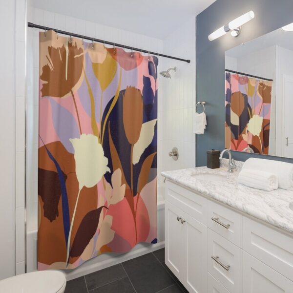 Modern Flower Print Shower Curtain, Bathroom Decor and Design, Gift Idea Shower Curtain House Warming Gift