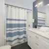 Modern Stripes Shower Curtain, Minimalist Shower Curtain, Modern Farmhouse Shower Curtain, Blue and White Curtain