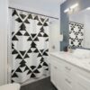 Moroccan Mosaic Shower Curtain, Black and White Geometric Curtain, Abstract Shower Curtain Bathroom Decor